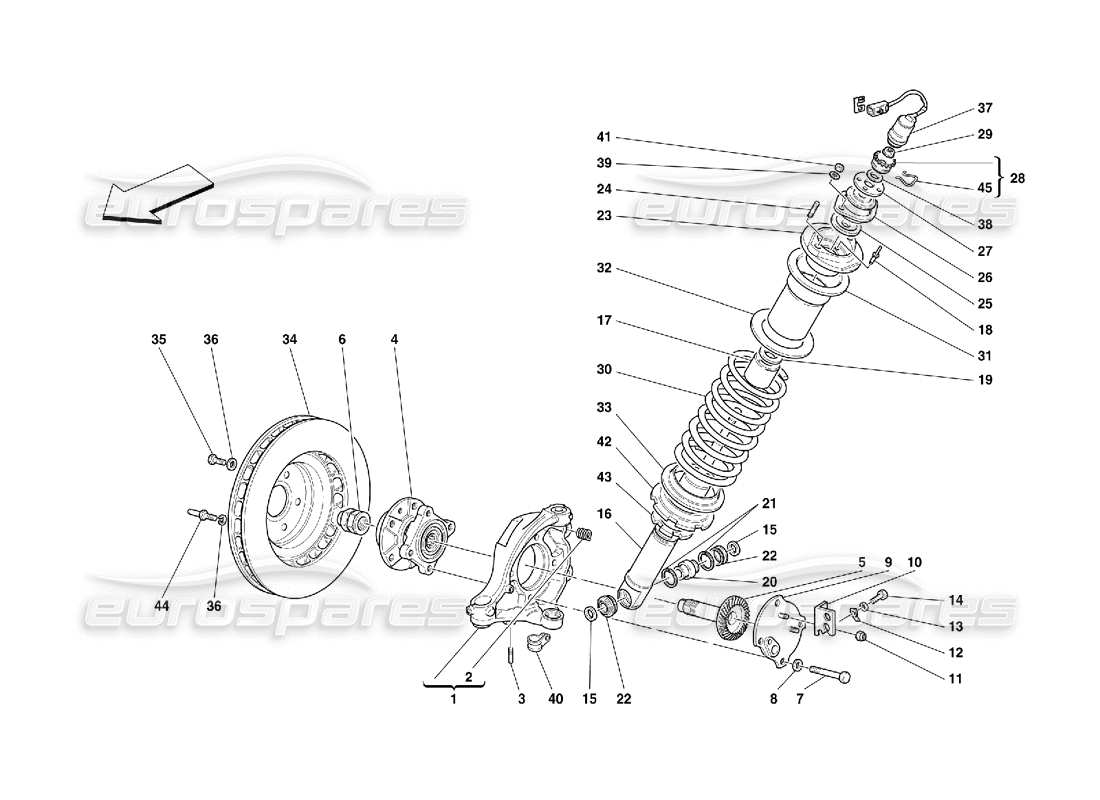 ferrari 456 m gt/m gta suspension avant - amortisseur et disque de frein schéma des pièces