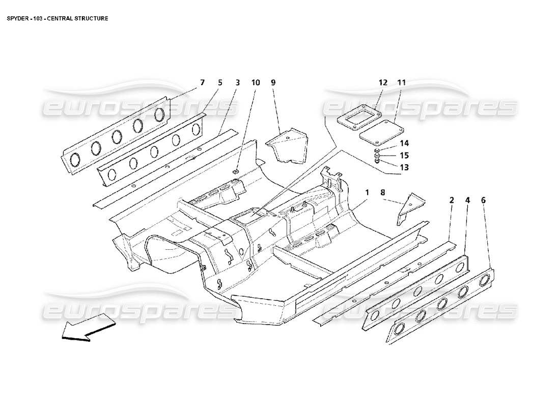 maserati 4200 spyder (2002) structure centrale schéma des pièces