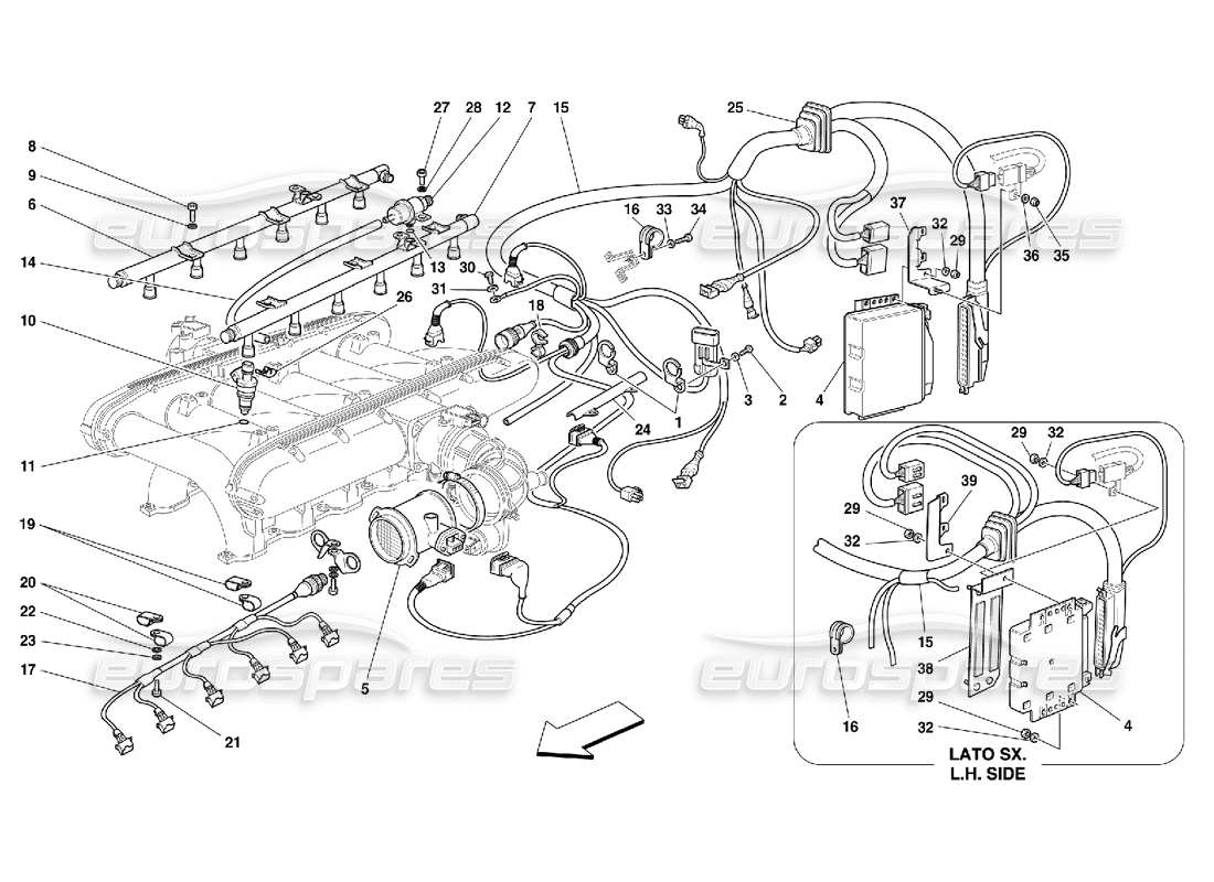 ferrari 456 m gt/m gta dispositif d'injection schéma des pièces