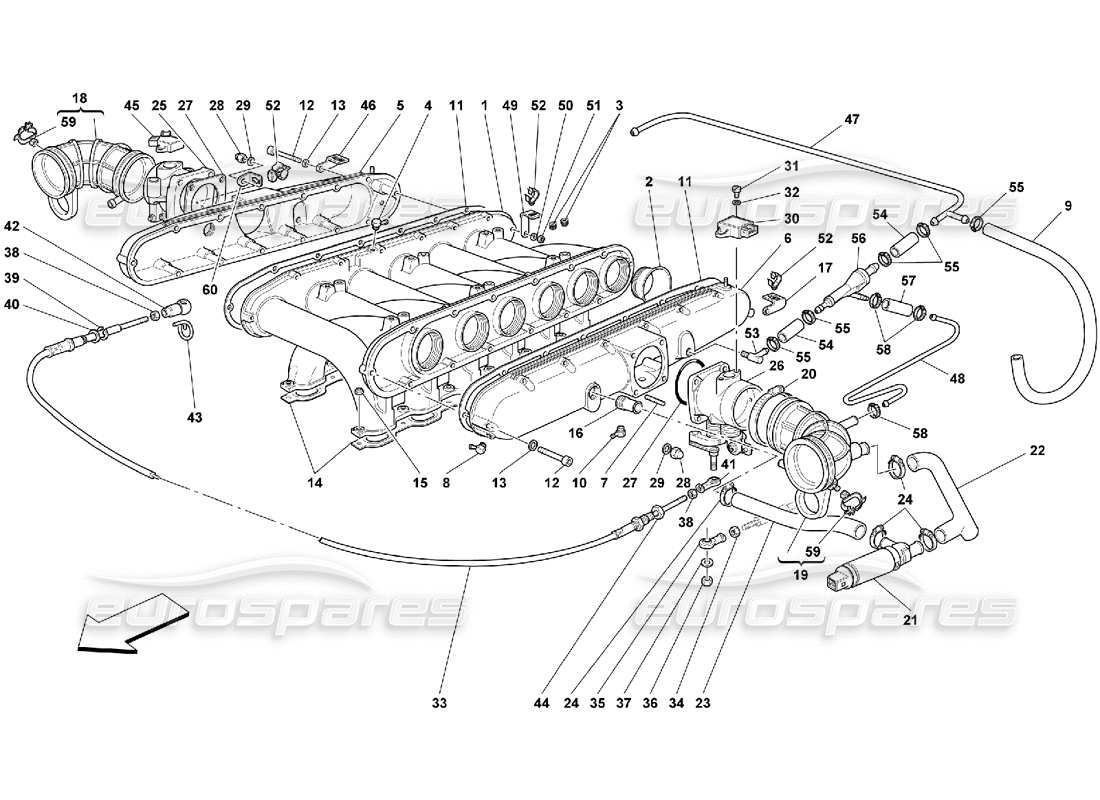 ferrari 456 m gt/m gta collecteurs d'admission d'air schéma des pièces