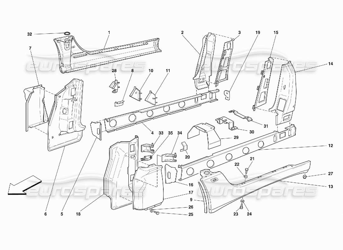 ferrari 456 m gt/m gta structures et composants centraux schéma des pièces