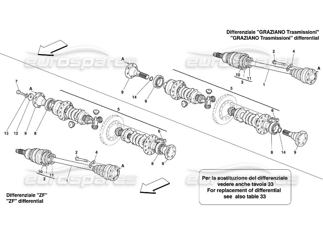 ferrari 456 m gt/m gta différentiel et arbre d'essieu - pas pour 456m diagramme de pièces gta