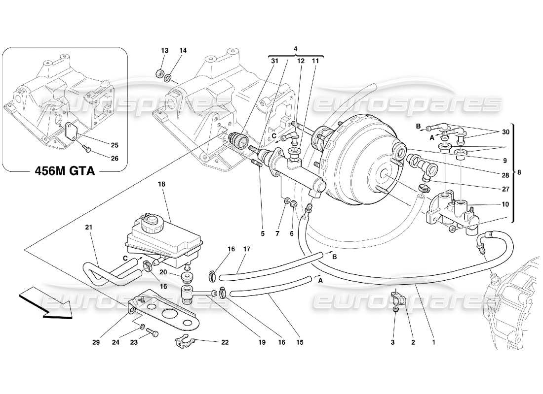 ferrari 456 m gt/m gta système hydraulique de frein et d'embrayage - valable pour le diagramme de pièce gd