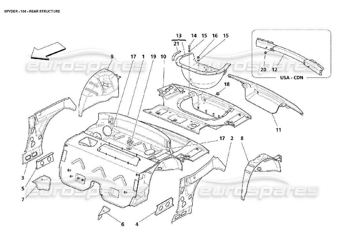 maserati 4200 spyder (2002) structure arrière schéma des pièces