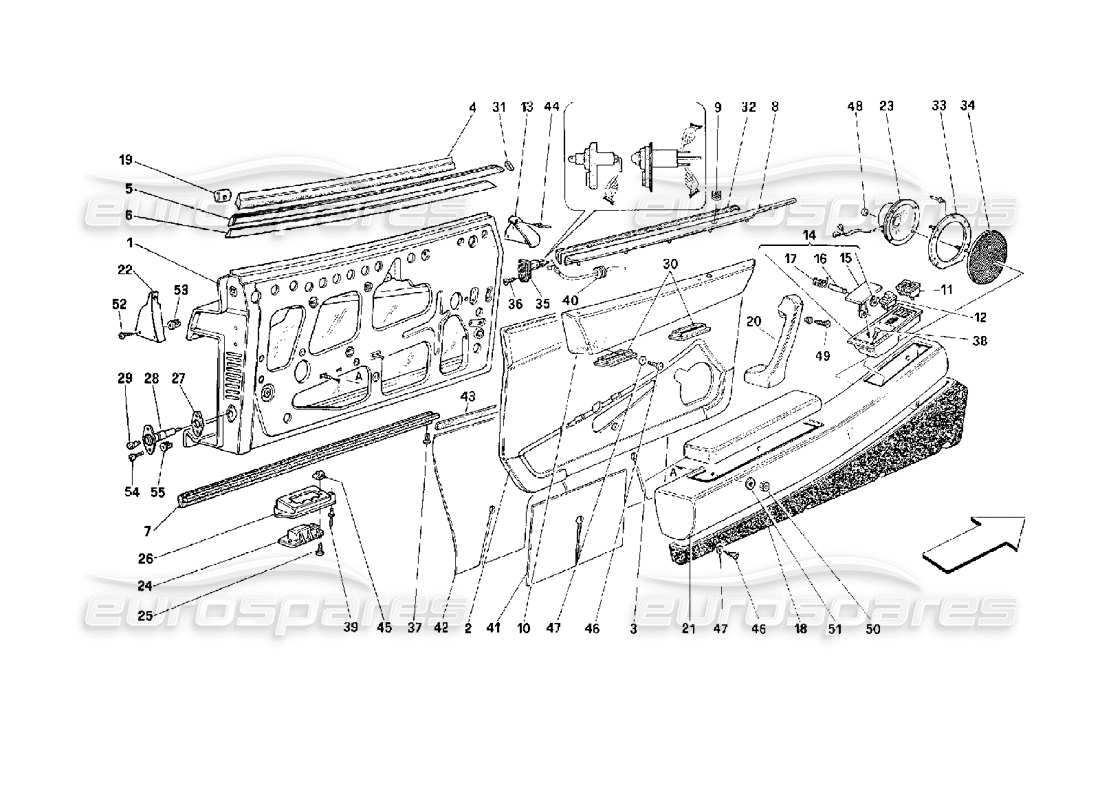 ferrari 512 m porte - schéma des pièces de finition