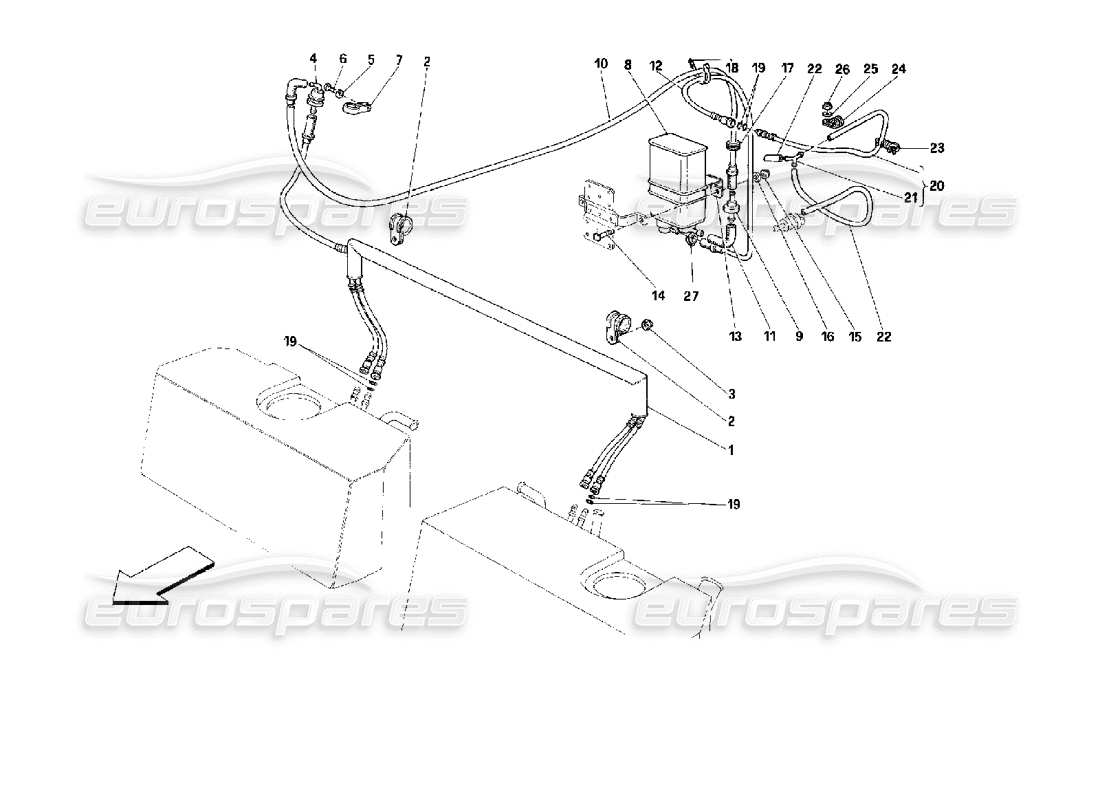 ferrari 512 m schéma des pièces du système de contrôle des émissions anti-évaporation