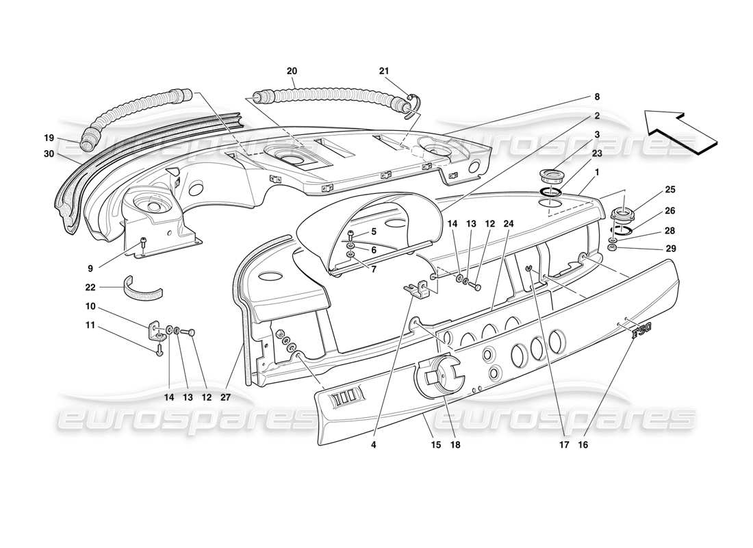 ferrari f50 tableau de bord schéma des pièces
