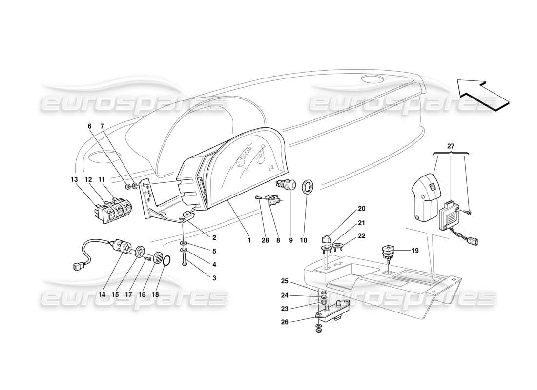 ferrari f50 instruments schéma des pièces