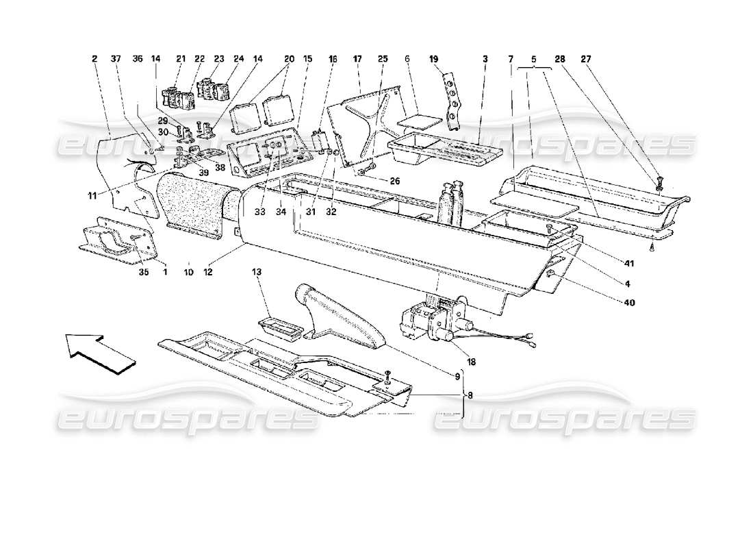 ferrari 512 m tunnel central -valable pour les usa- schéma des pièces