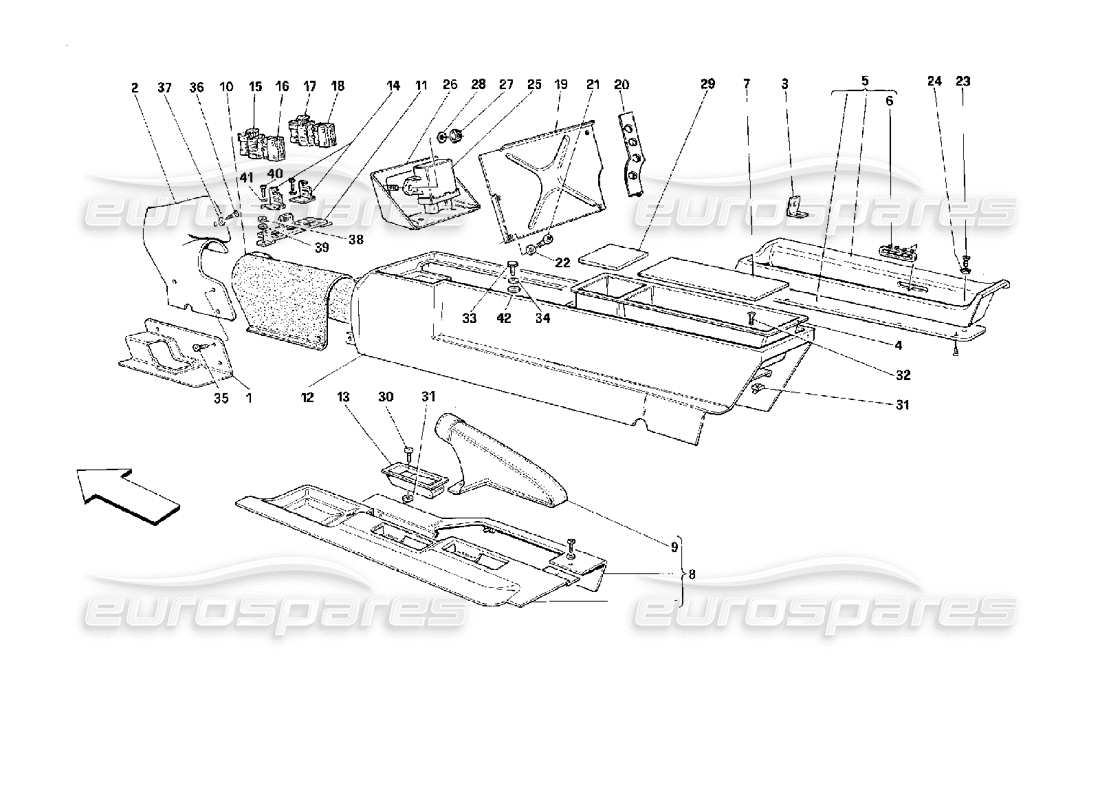 ferrari 512 m tunnel central - pas pour les états-unis - schéma des pièces