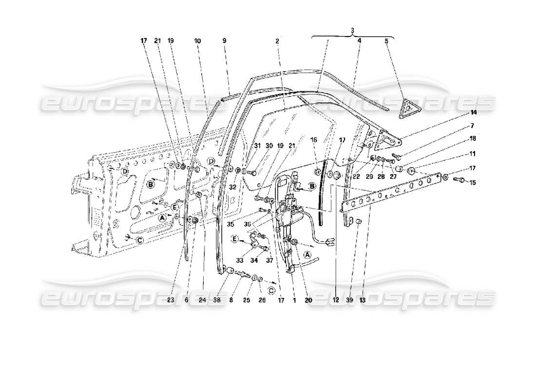 ferrari 512 m porte - vitres électriques schéma des pièces