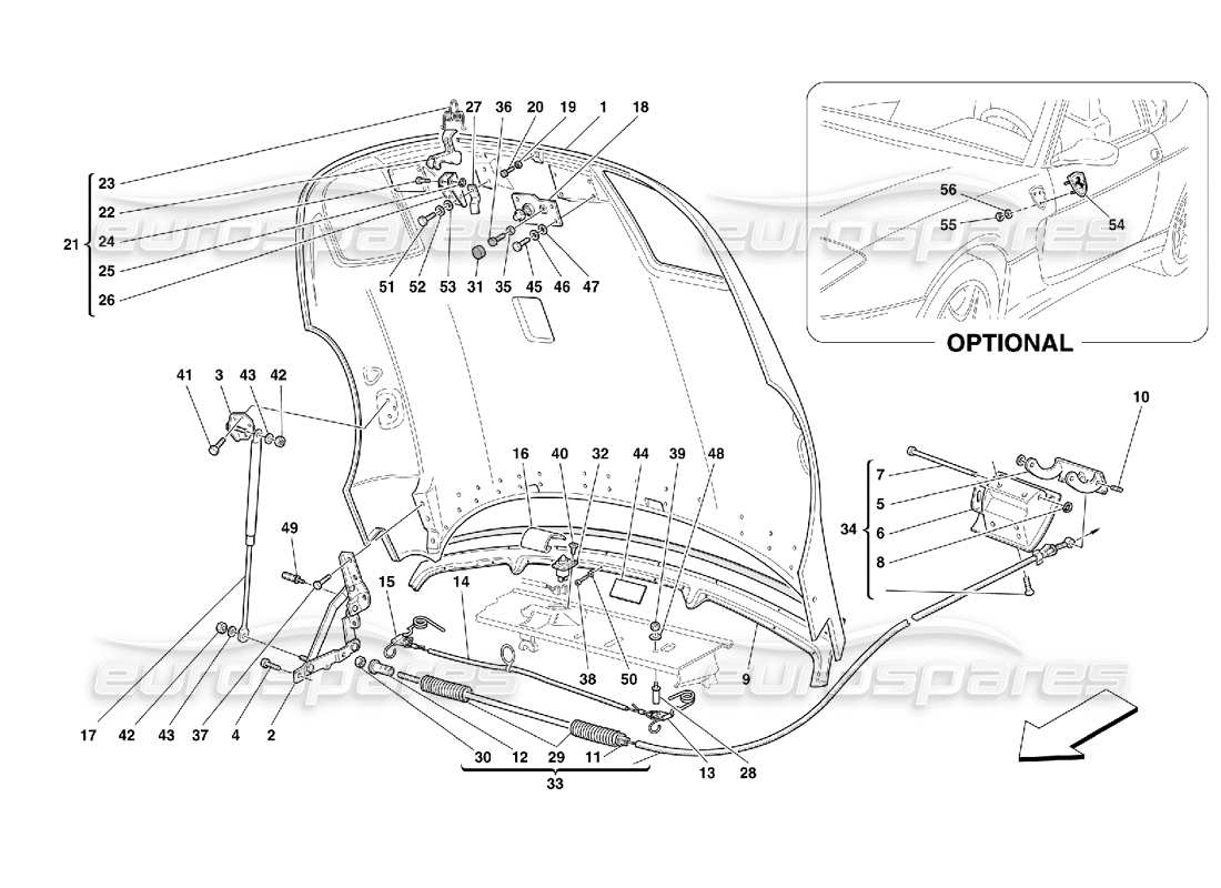 ferrari 456 m gt/m gta capot moteur schéma des pièces