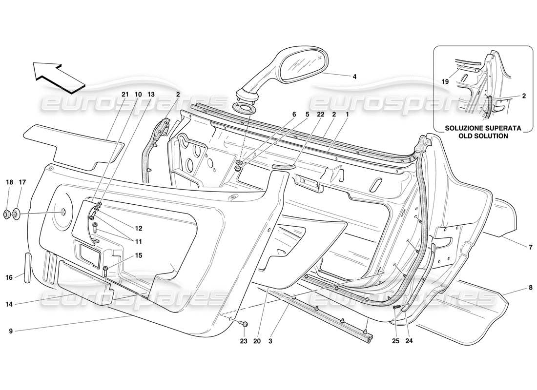 ferrari f50 portes - garnitures et rétroviseur schéma des pièces