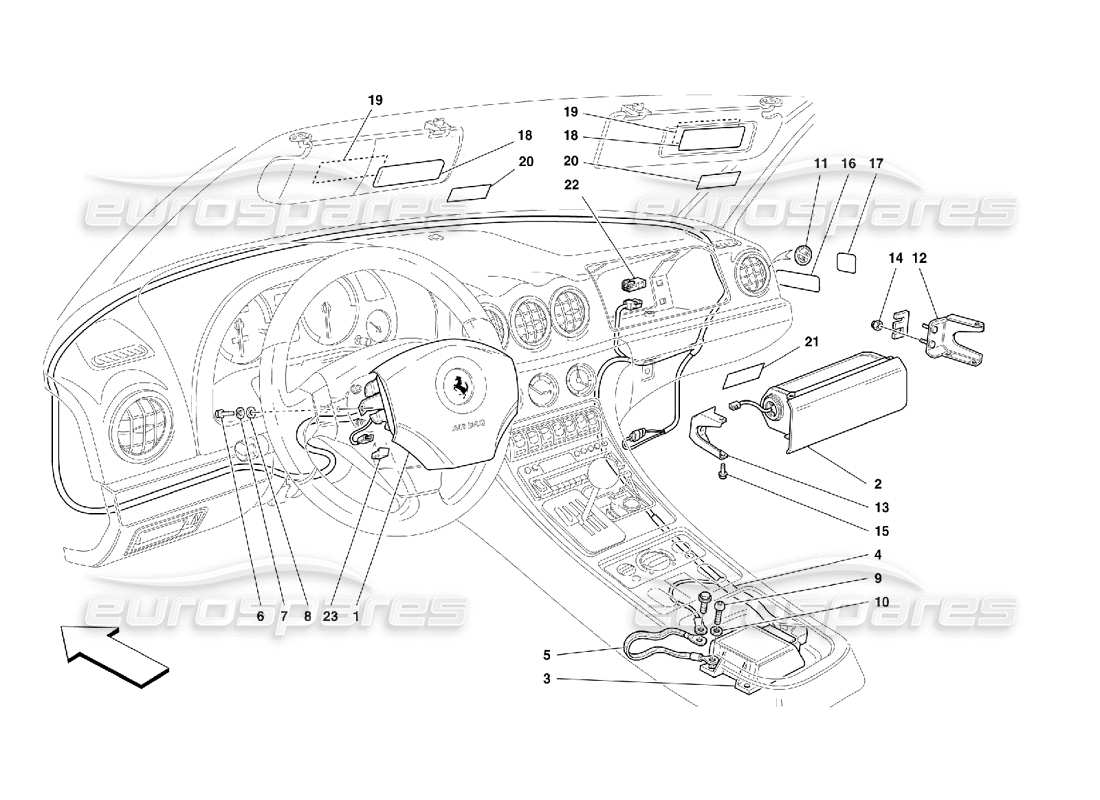 ferrari 456 m gt/m gta schéma des pièces des airbags