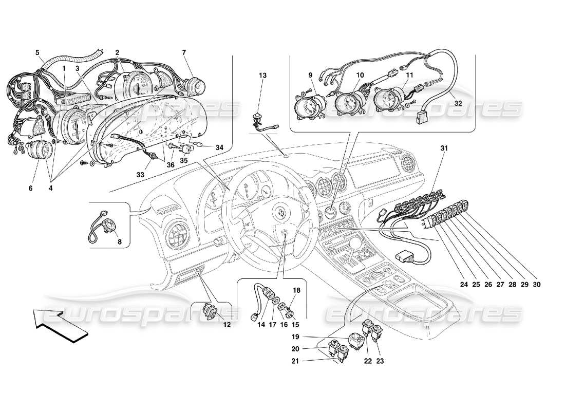 ferrari 456 m gt/m gta instruments schéma des pièces