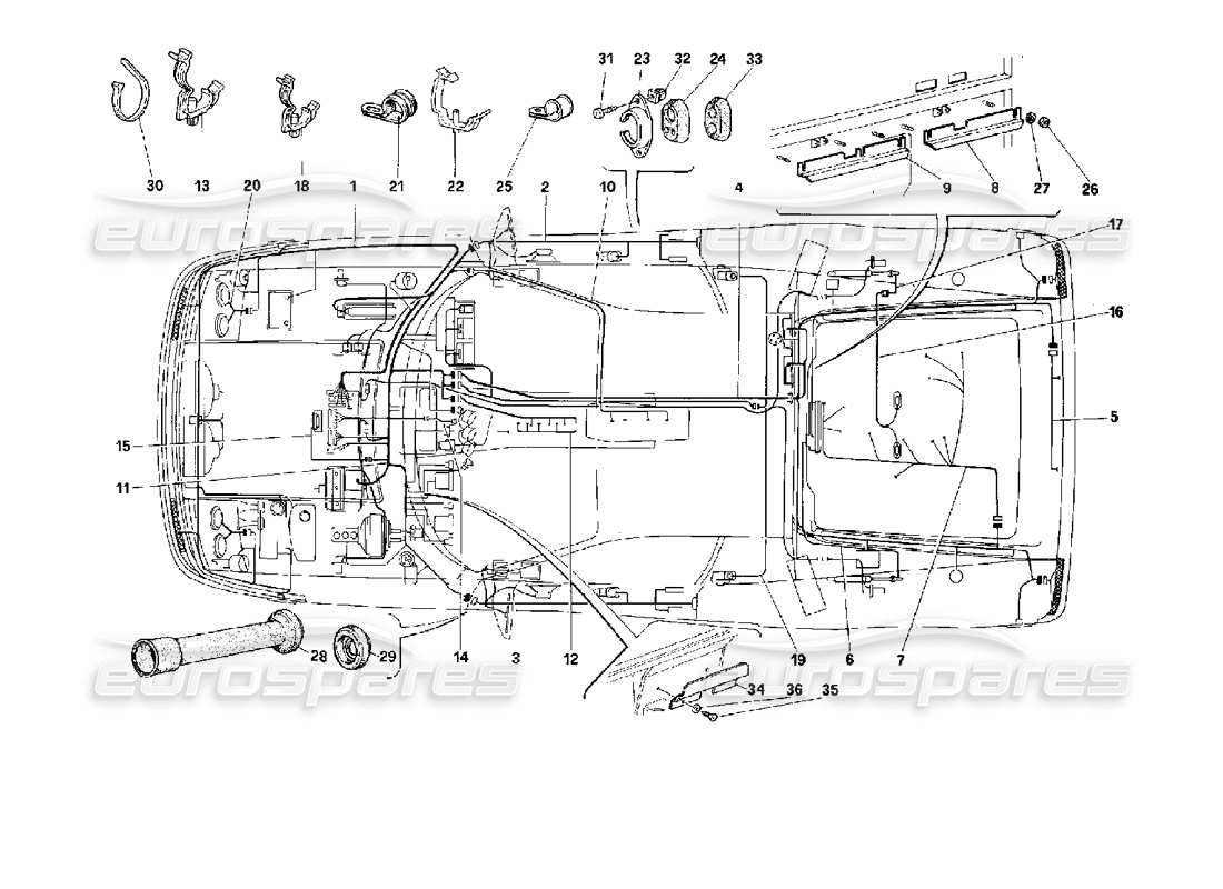 ferrari 512 m schéma des pièces du système électrique