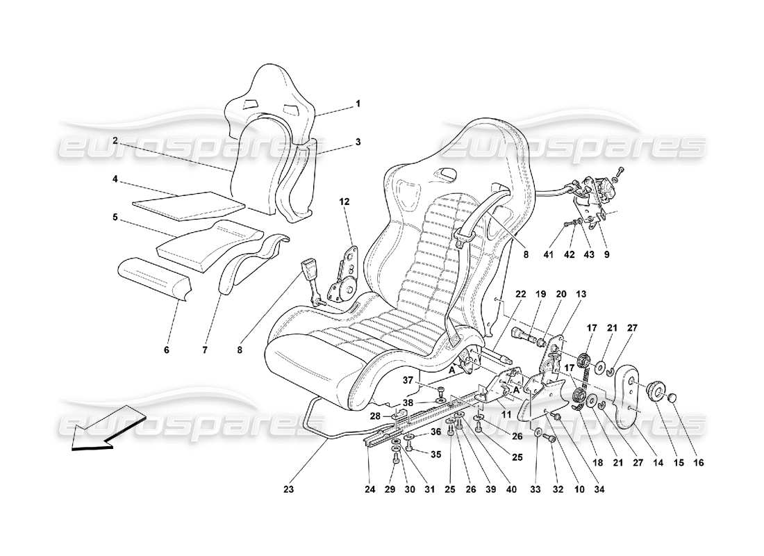 ferrari 550 maranello ceintures de sécurité et ceintures de sécurité - schéma des pièces sport