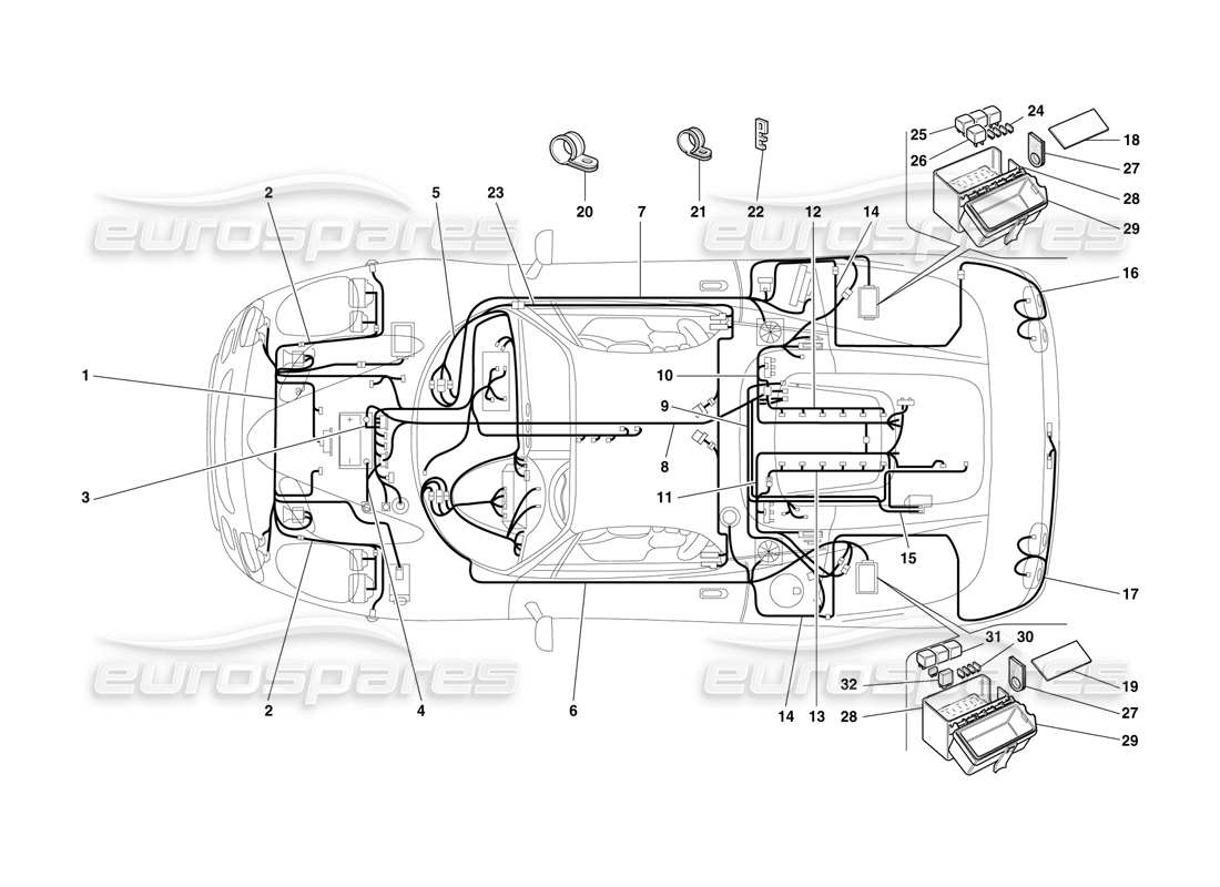 ferrari f50 système électrique schéma des pièces
