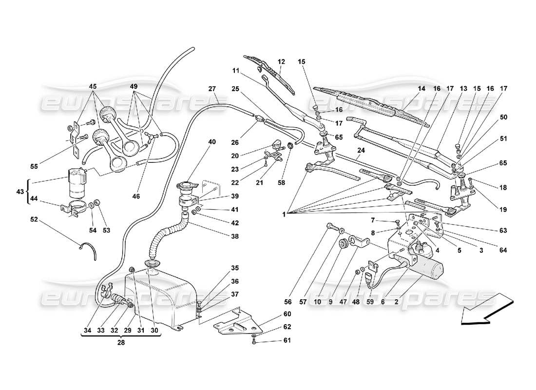ferrari 550 maranello essuie-glace, rondelle glace et klaxons schéma des pièces