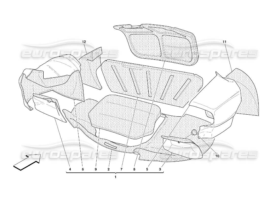 ferrari 456 m gt/m gta rembourrage du capot de coffre - valable pour 456m diagramme de pièces gta