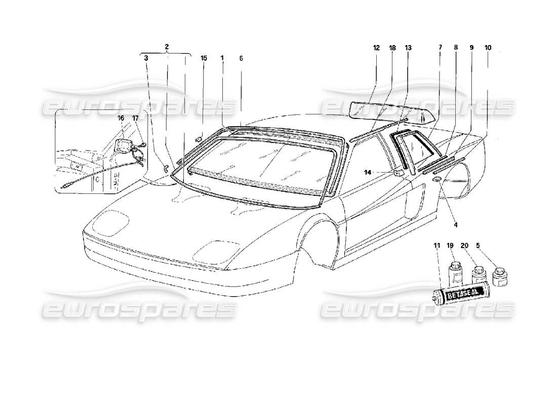 ferrari 512 m diagramme de pièces windows