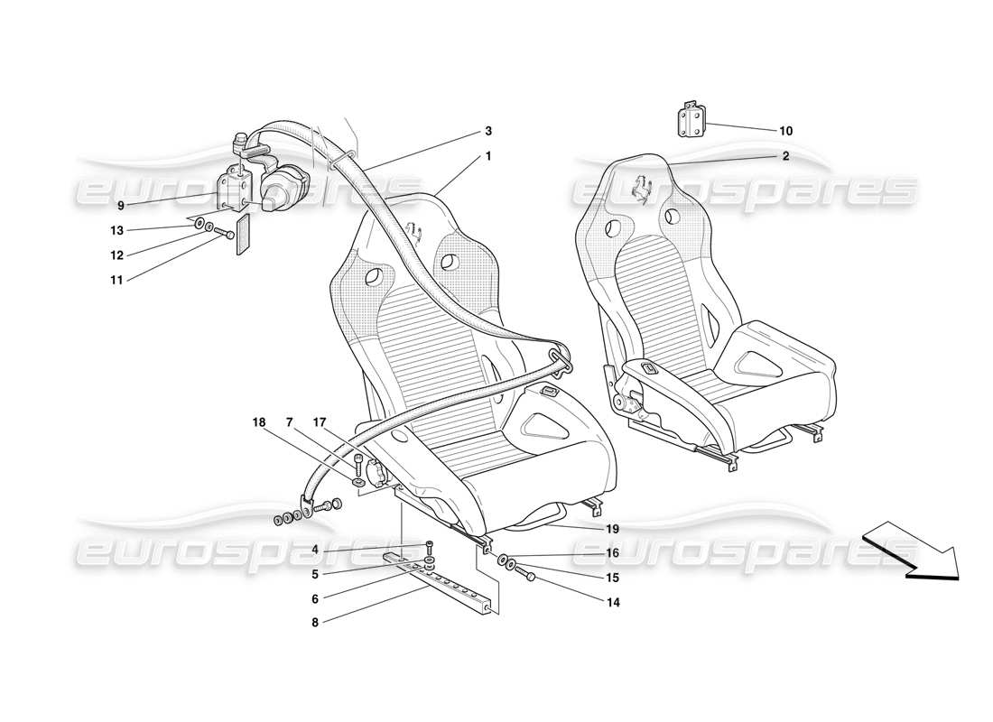 ferrari f50 sièges et ceintures de sécurité -pas pour les états-unis- schéma des pièces