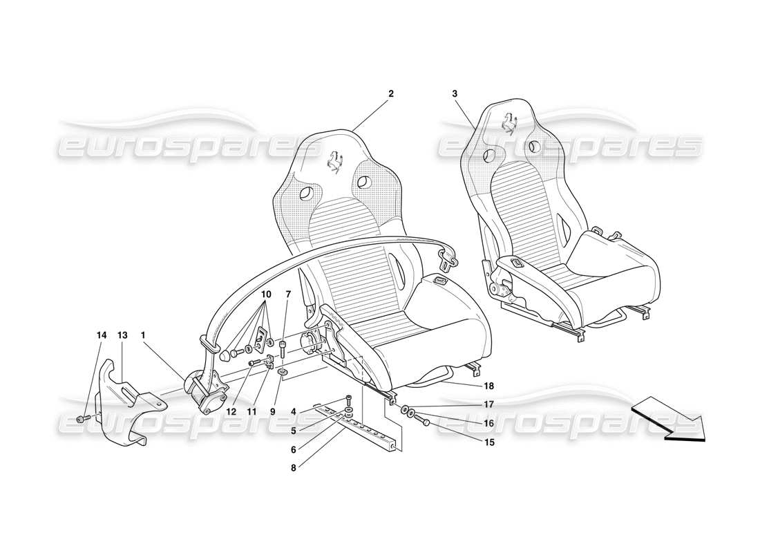 ferrari f50 sièges et ceintures de sécurité -valable pour les états-unis- schéma des pièces