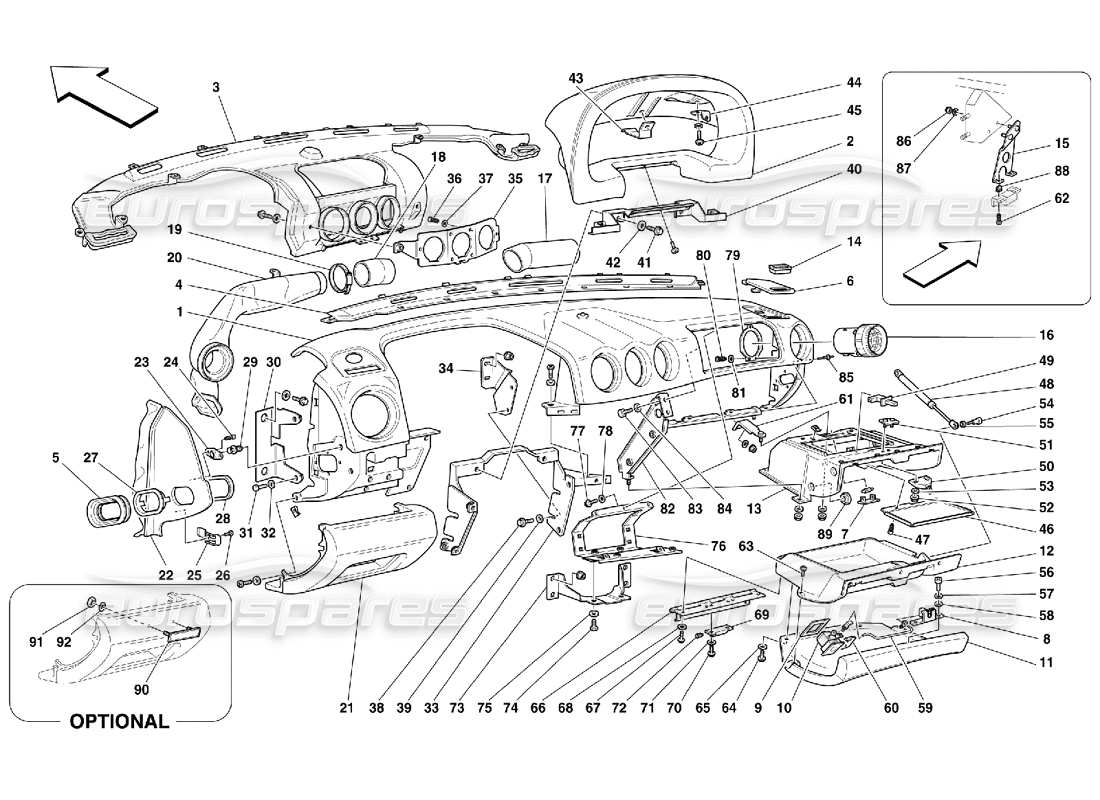 ferrari 456 m gt/m gta tableau de bord schéma des pièces