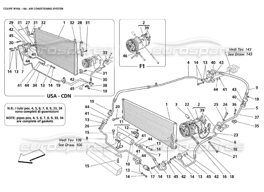 un schéma de pièces du catalogue de pièces maserati 4200 coupe (2004)