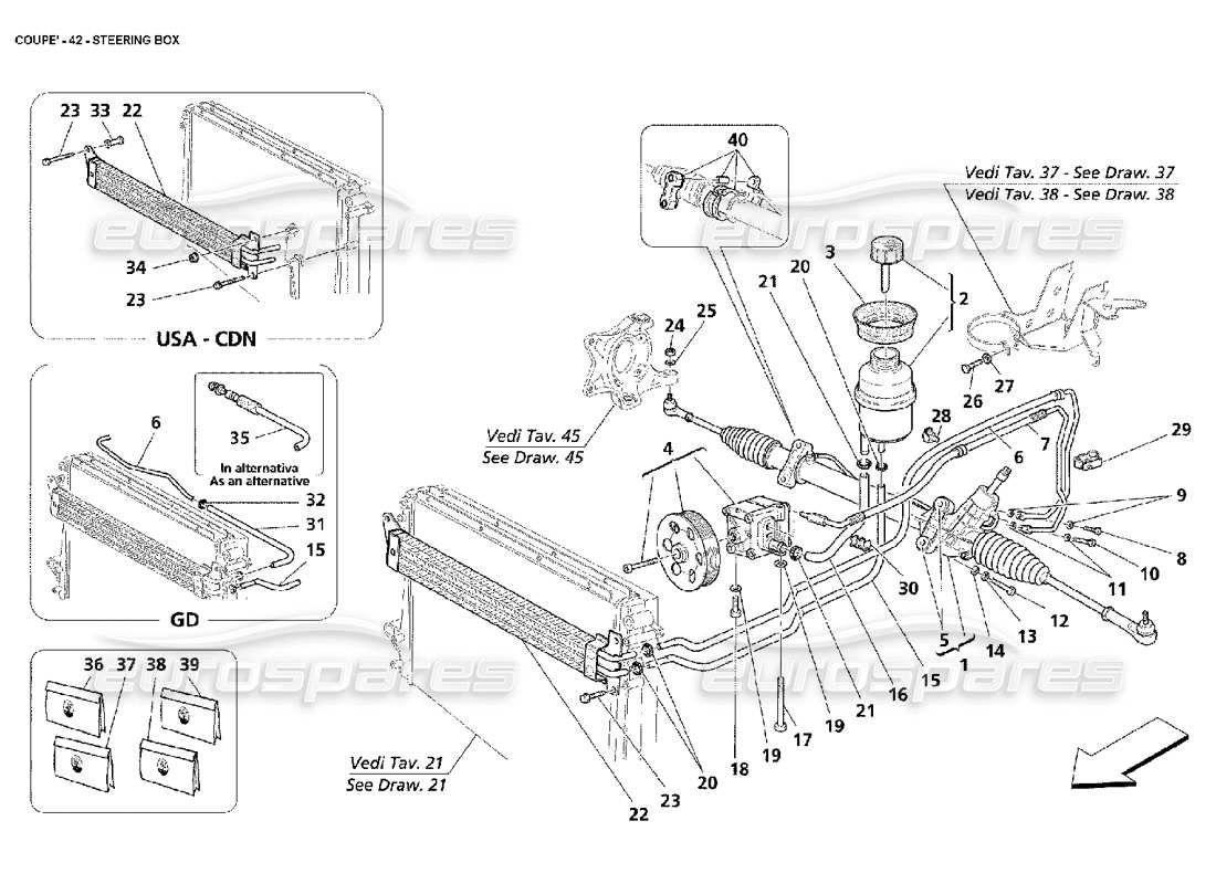 un schéma de pièces du catalogue de pièces maserati 4200 coupe (2002)
