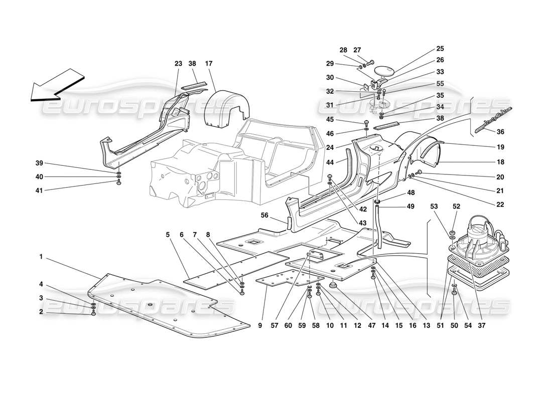 un schéma de pièces du catalogue de pièces ferrari f50