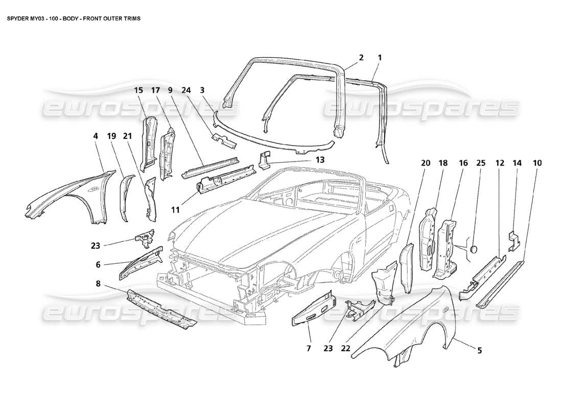 un schéma de pièces du catalogue de pièces maserati 4200 spyder (2003)