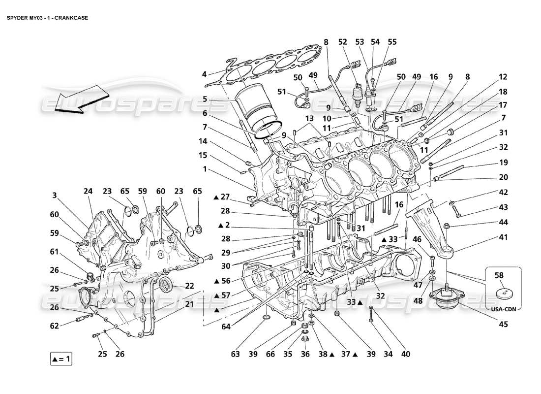 un schéma de pièces du catalogue de pièces maserati 4200 spyder (2003)