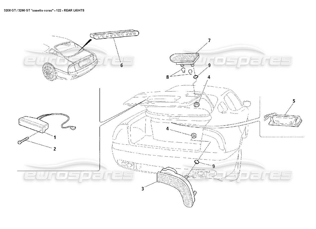 un schéma de pièces du catalogue de pièces maserati 3200