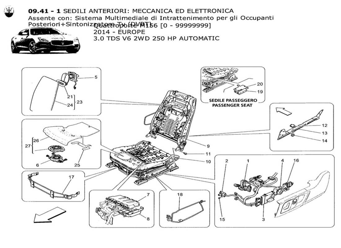un schéma de pièces du catalogue de pièces maserati qtp. v6 3.0 tds 250bhp 2014