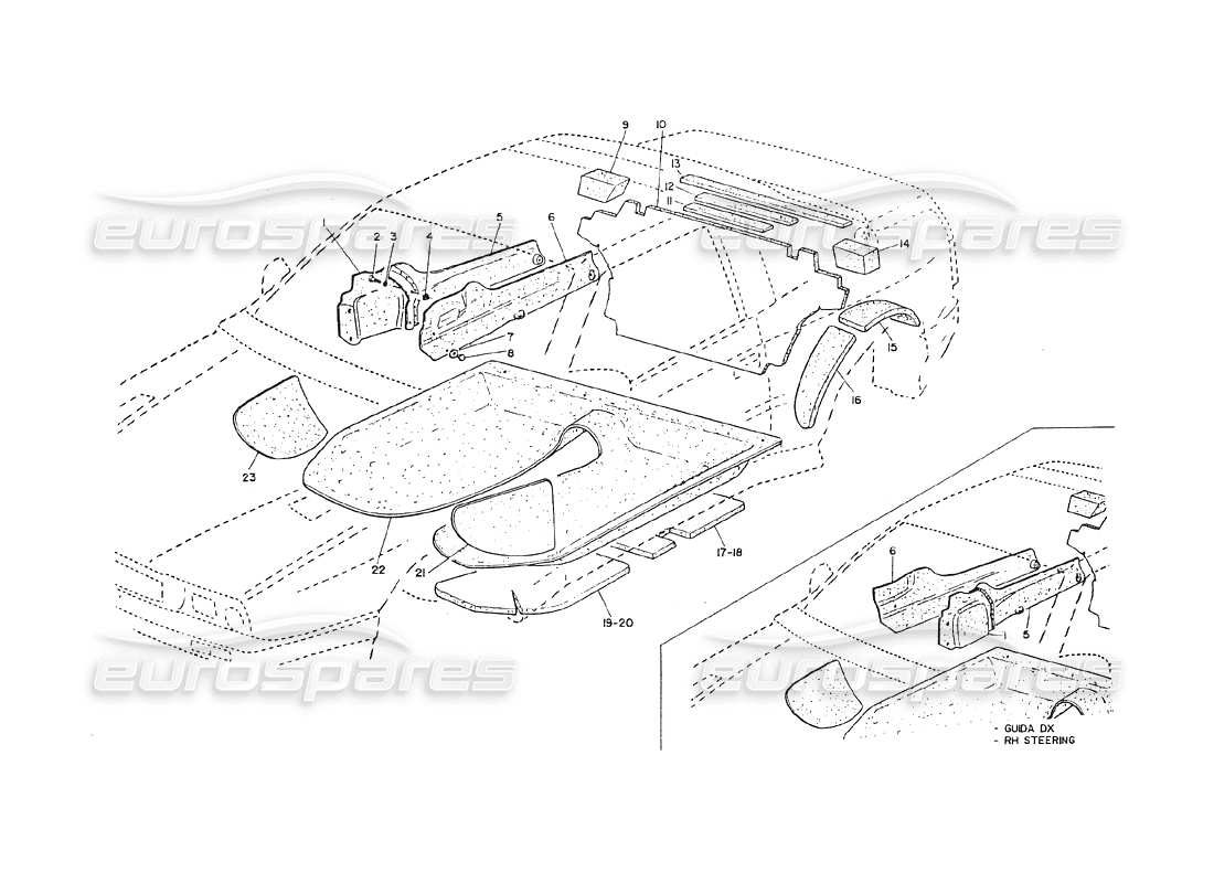 un schéma de pièces du catalogue de pièces maserati shamal
