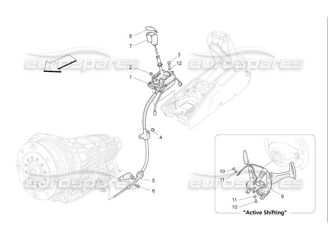un diagramme de pièces du Maserati QTP. (2009) 4.2 catalogue de pièces automobiles