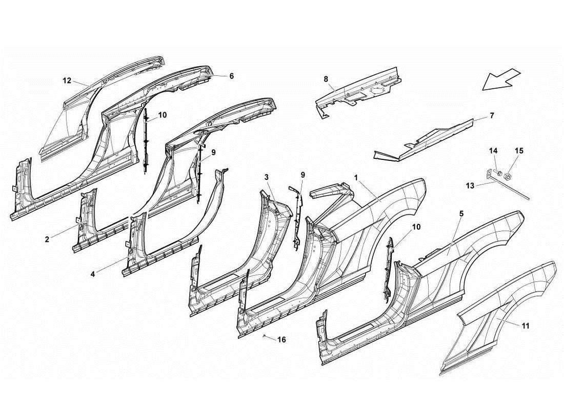 un schéma de pièces du catalogue de pièces lamborghini gallardo lp560-4s update