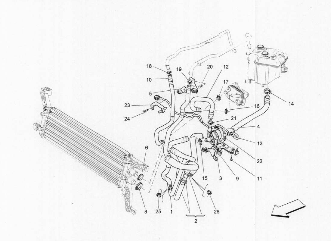 un diagramme de pièces du Maserati QTP. V6 3.0 BT 410bhp 2015 catalogue de pièces