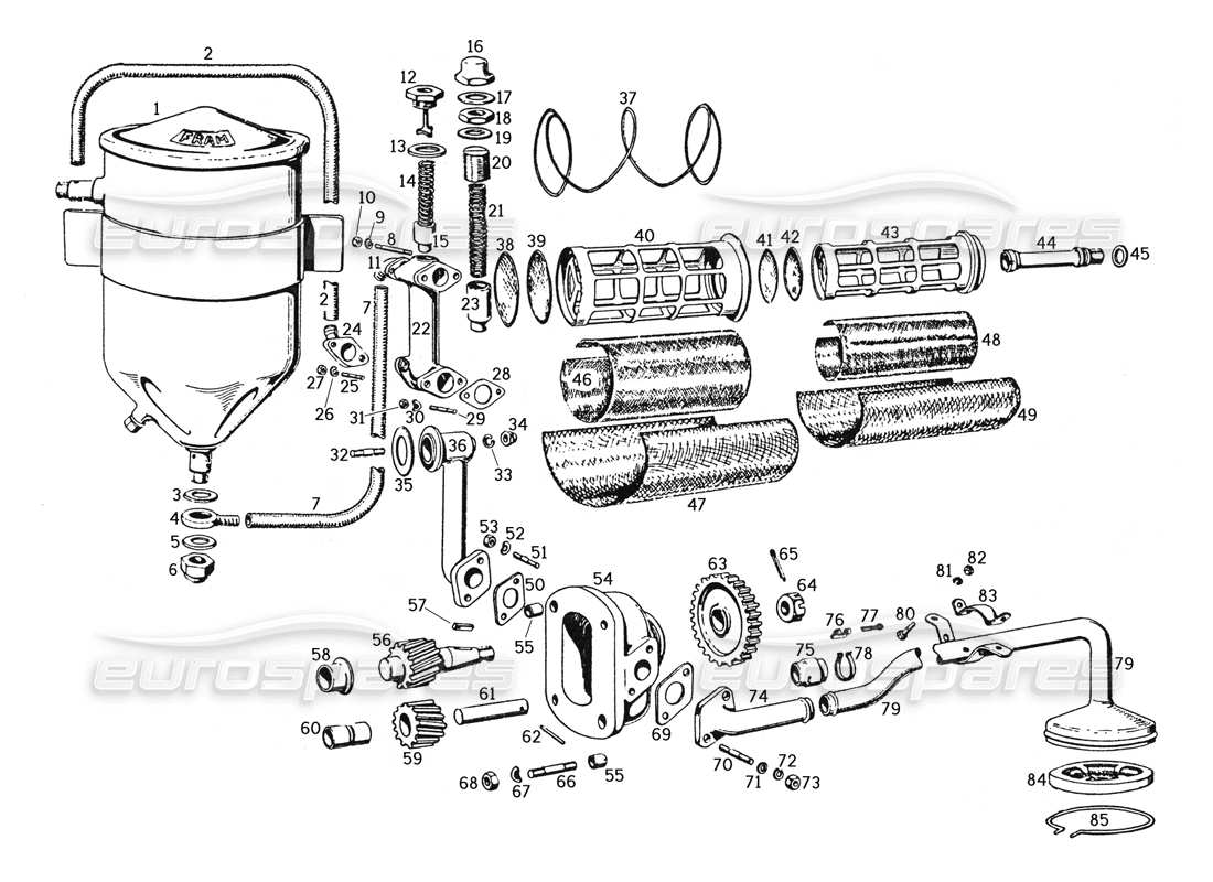 un schéma de pièces du catalogue de pièces ferrari 250 gte (1957)