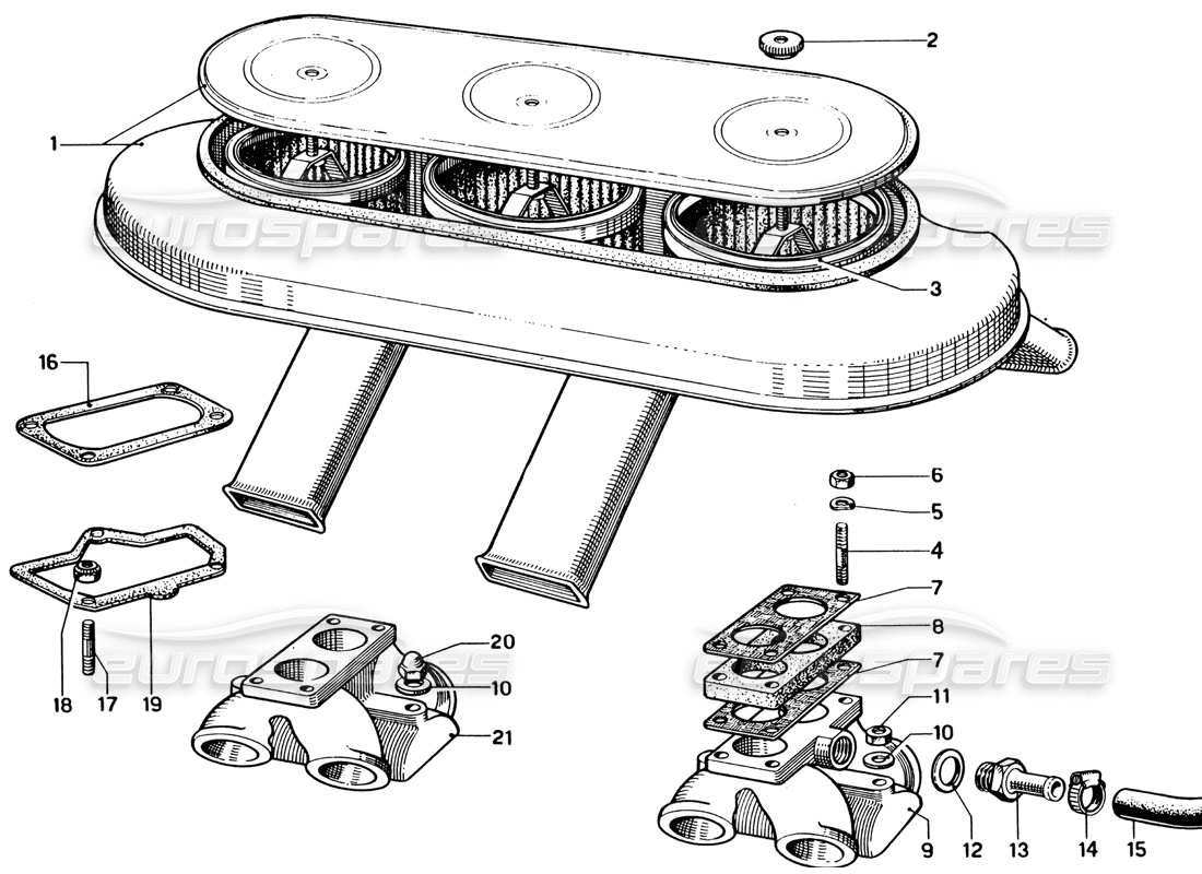 un schéma de pièces du catalogue de pièces ferrari 330 and 365