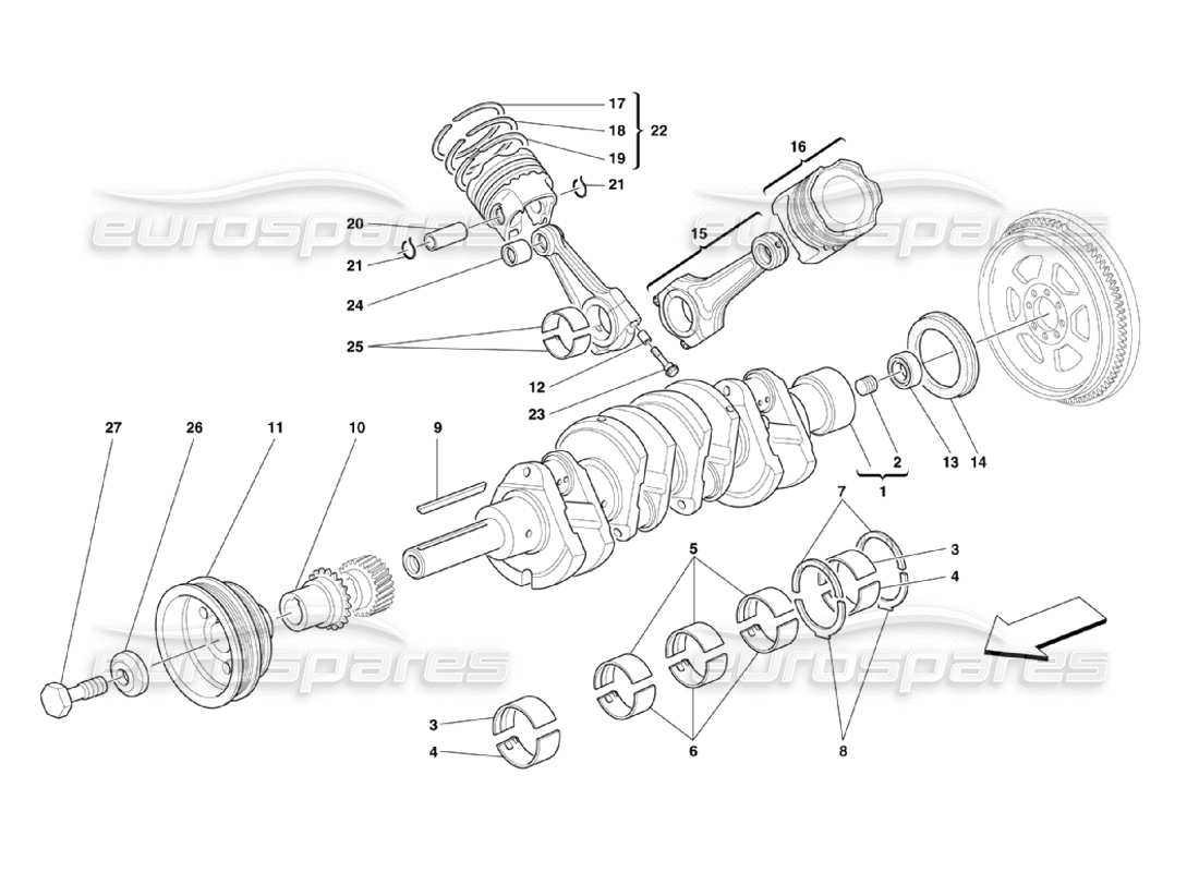 un schéma de pièces du catalogue de pièces Ferrari 360 Challenge Stradale