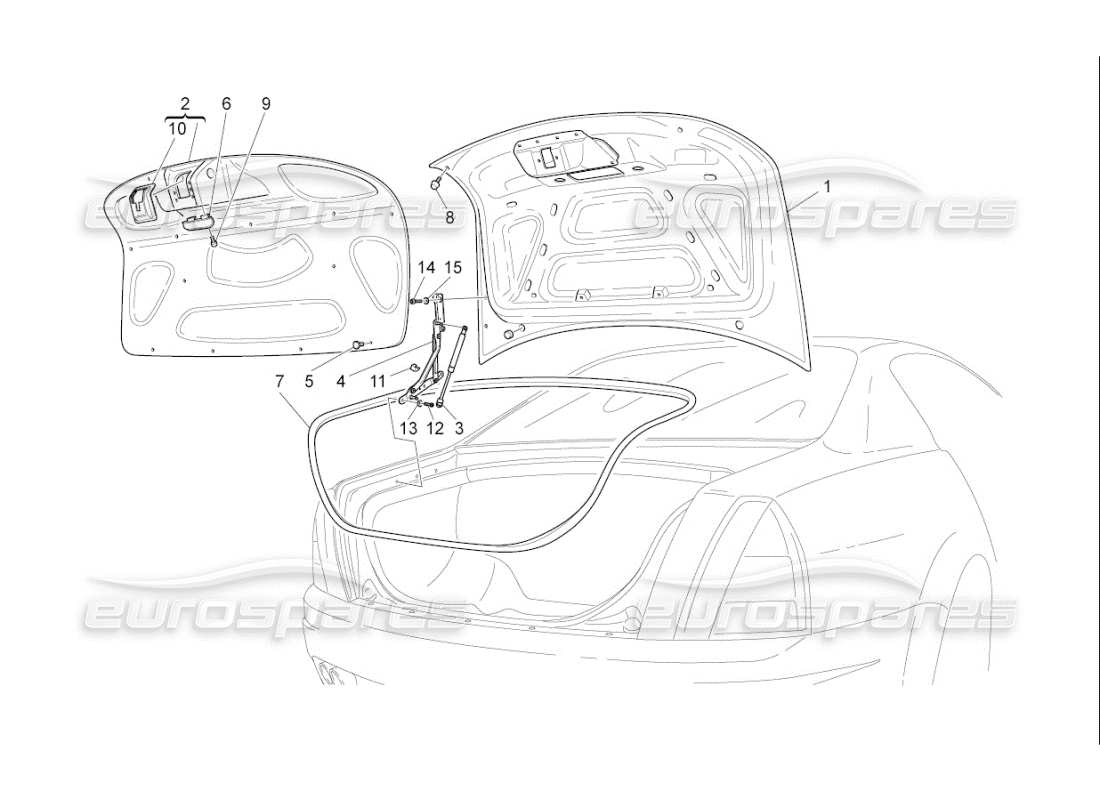 un diagramme de pièces du Maserati QTP. (2007) 4.2 F1 catalogue de pièces