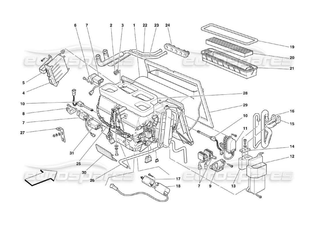un schéma de pièces du catalogue de pièces Ferrari 360 Challenge Stradale