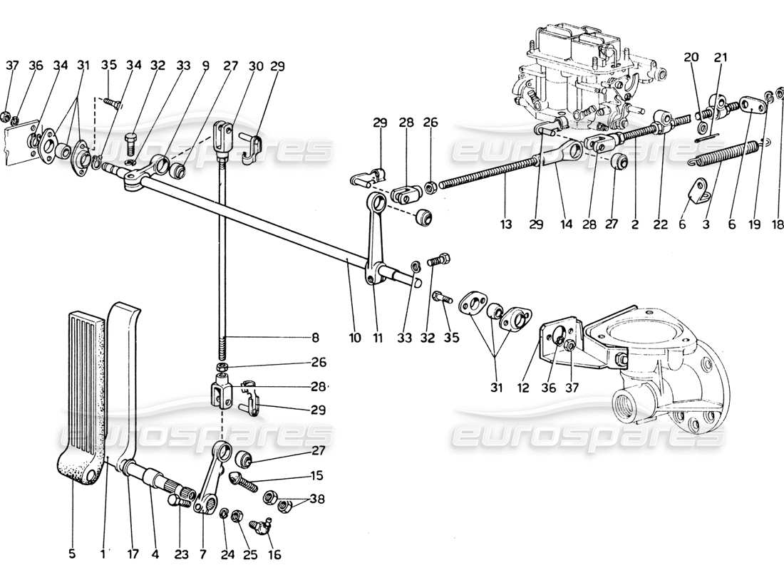 un schéma de pièces extrait du catalogue de pièces détachées de la Daytona Ferrari 365 GTB4 (1969)