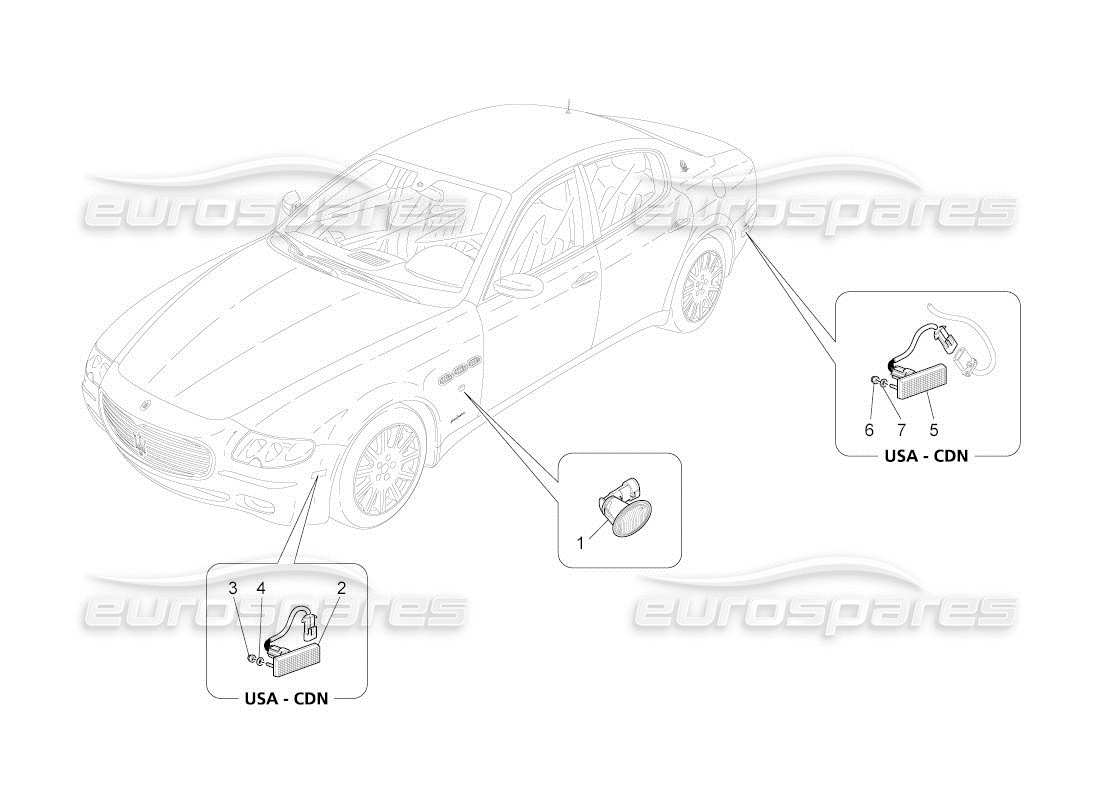 maserati qtp. (2010) 4.2 auto diagramme des pièces des groupes de feux latéraux