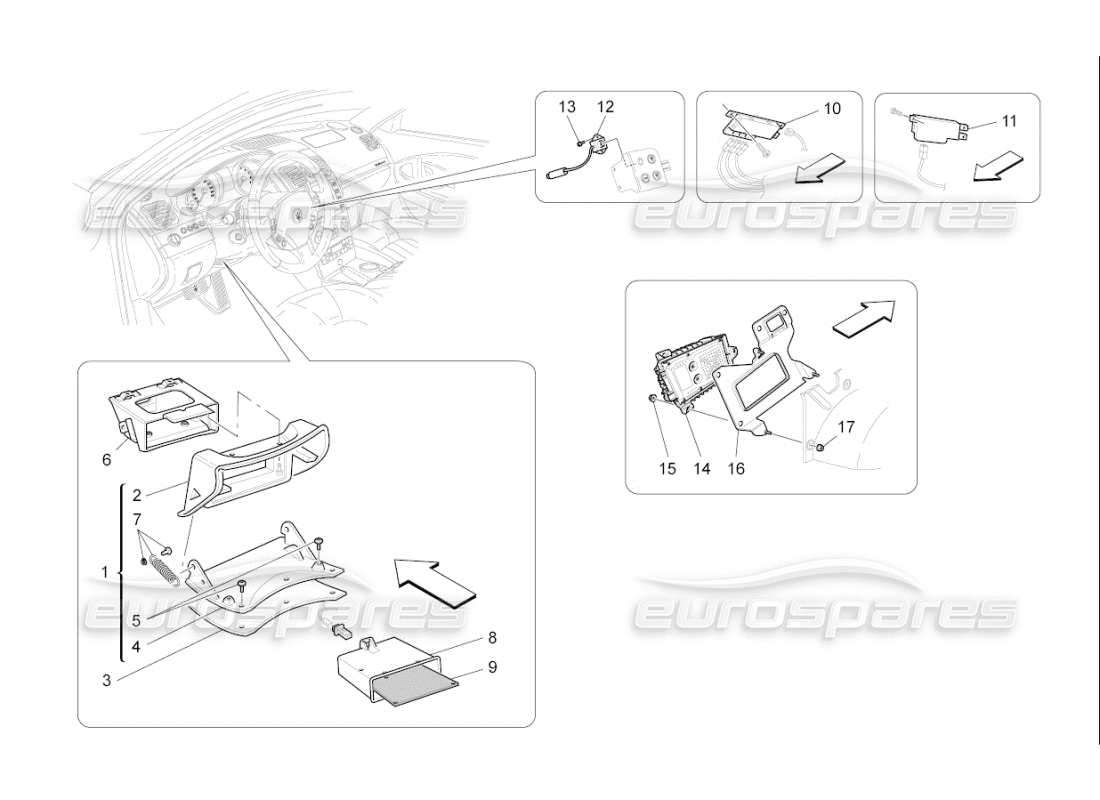 maserati qtp. (2009) 4.7 auto diagramme des pièces du système informatique