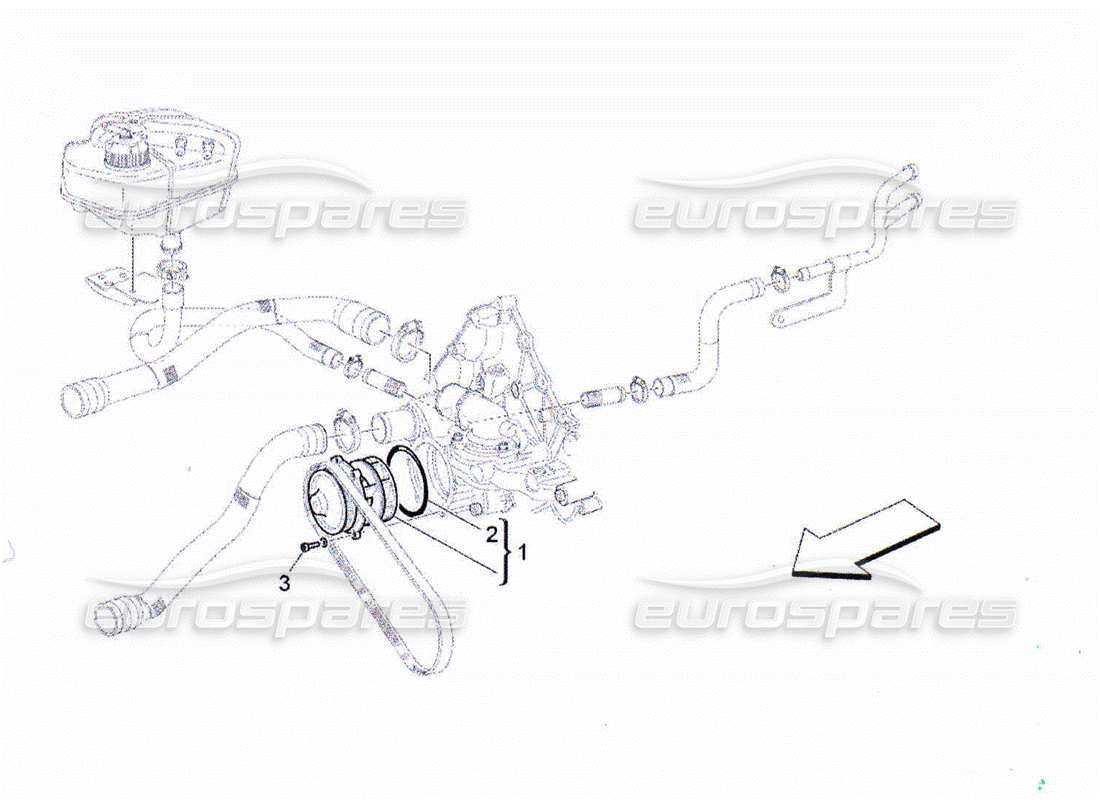 maserati qtp. (2010) 4.2 système de refroidissement : pompe à eau schéma des pièces