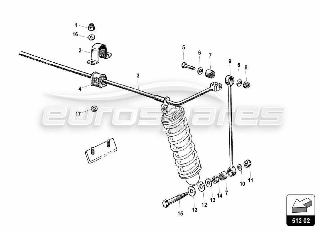 lamborghini miura p400s schéma des pièces de la suspension arrière