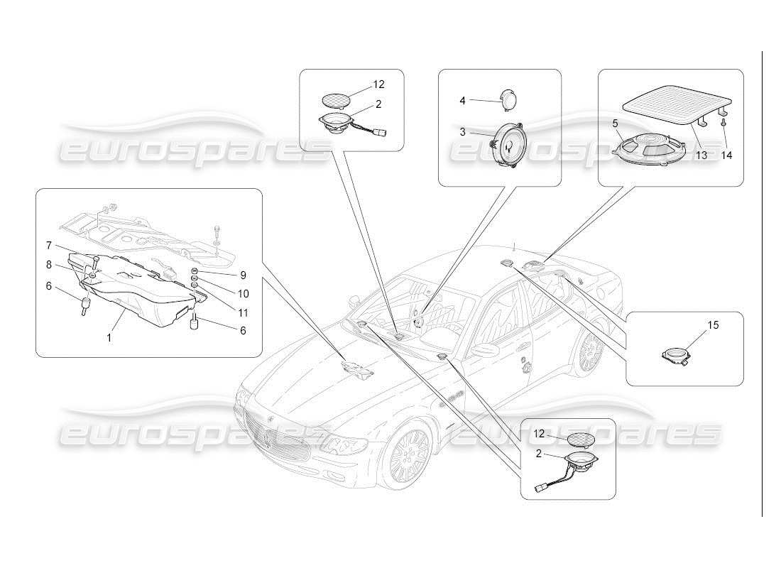 maserati qtp. (2007) 4.2 auto schéma des pièces du système de diffusion sonore